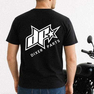 Koszulka DIXER PARTS Premium Oversize – Czarna, 190g Czesana Bawełna Stunt Dla Motocyklisty