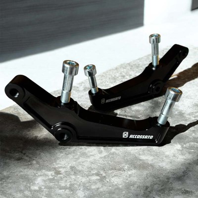 Set of Two Upgrades Calipers Adapters Brackets Accossato 108mm Harley Davidson (2000-2023) Sportster Softail Dyna Touring