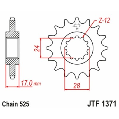 Front sprocket suitable for Honda CBR 600 F2 F3 (JTF1371 SUNF-412) – 15t-525